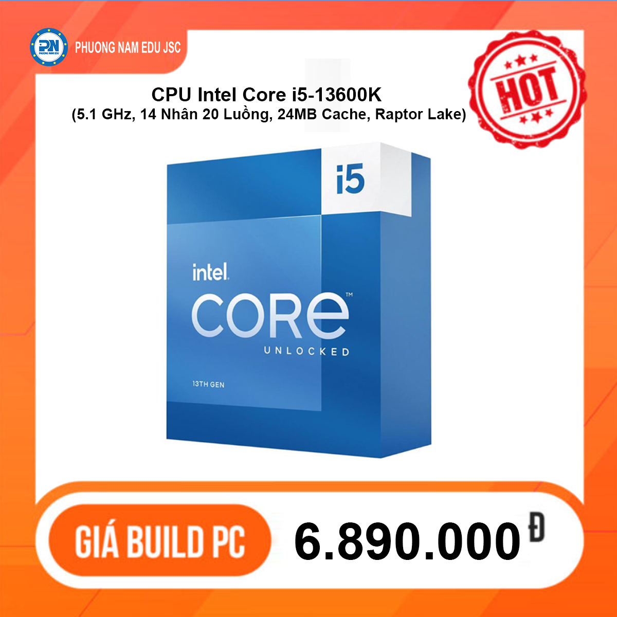 CPU Intel Core i5-13600K (5.1 GHz, 14 Nhân 20 Luồng, 24MB Cache, Raptor Lake)
