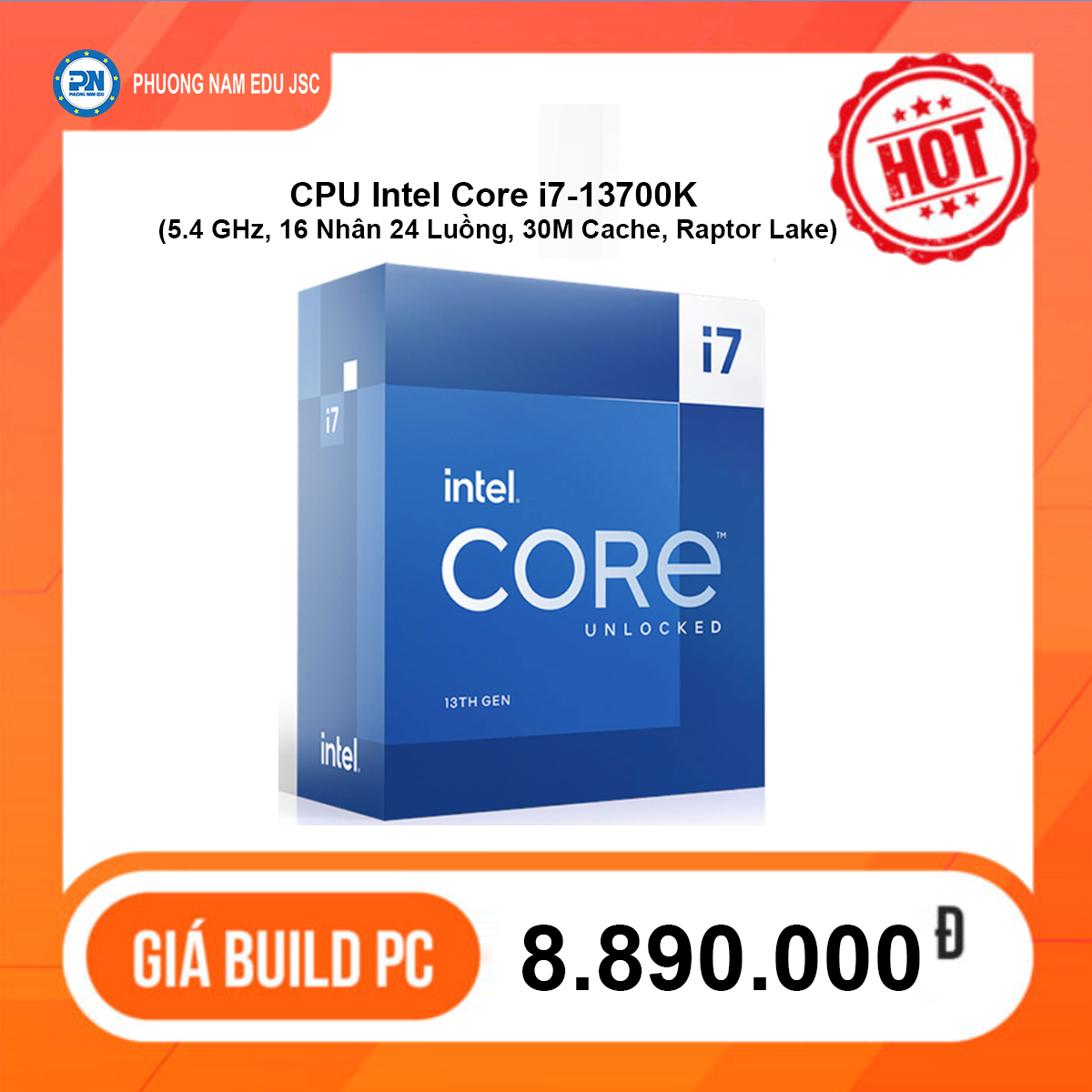 CPU Intel Core i7-13700K (5.4 GHz, 16 Nhân 24 Luồng, 30M Cache, Raptor Lake)